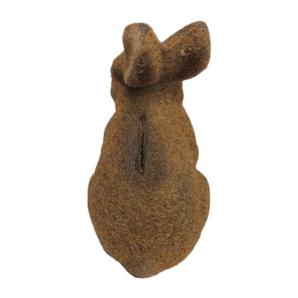 Vintage Flocked Brown Bunny Rabbit Coin Piggy Bank W/ Stopper Fuzzy Easter 6.5" - Picture 2 of 13